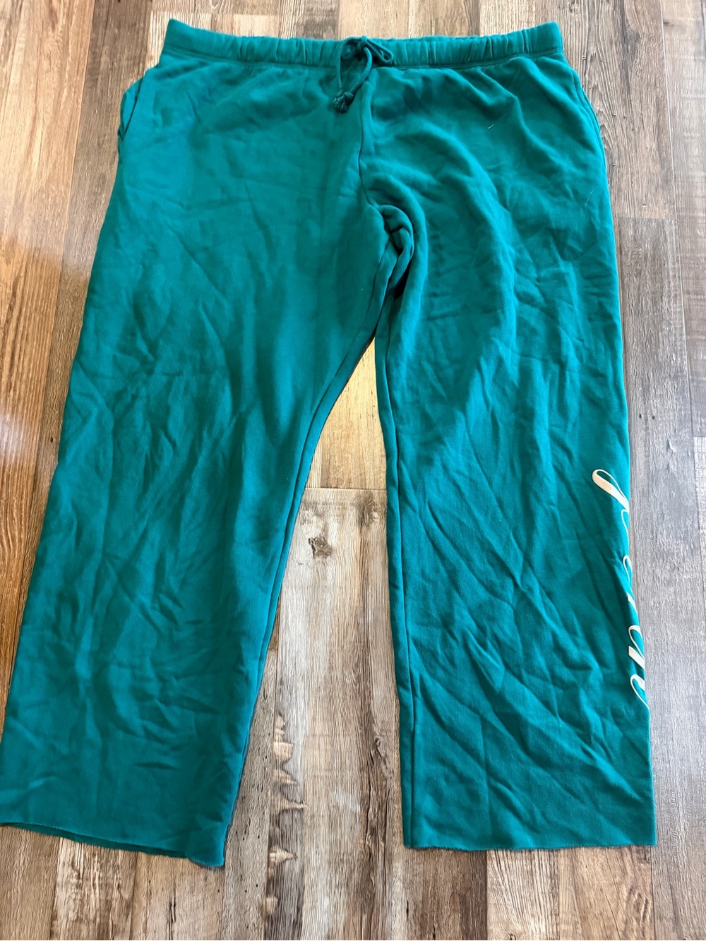 PINK Victoria's Secret Teal Green Track Pants with Side Script Pink Sz xxl